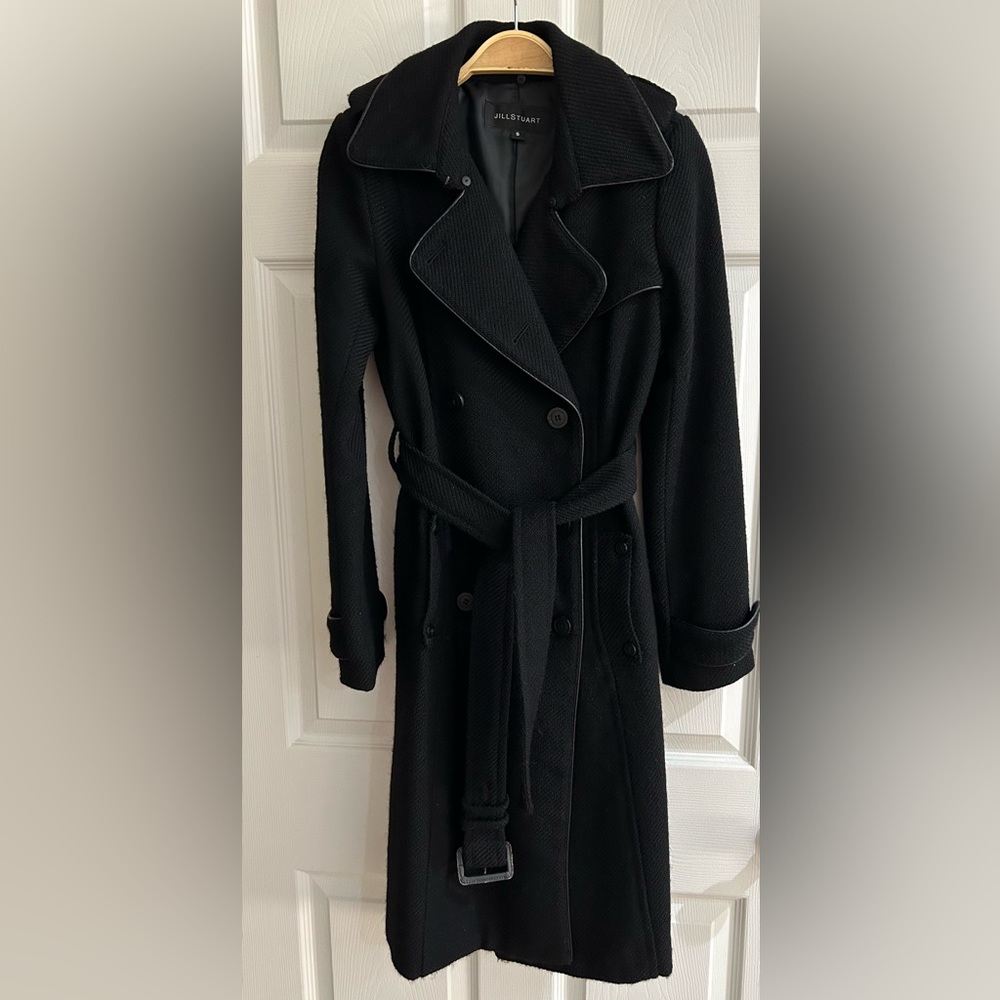 Jill Stuart Black Tweed Long Coat